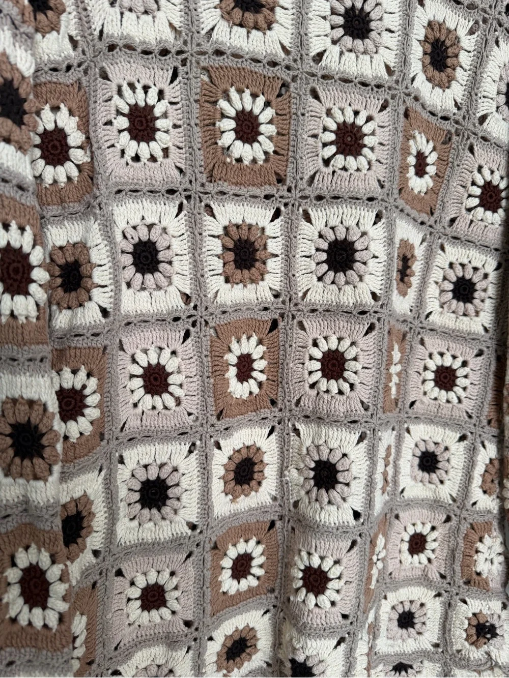 Show Me Your MuMu Crochet Square Floral Mini Coverup in Cream and Brown Large